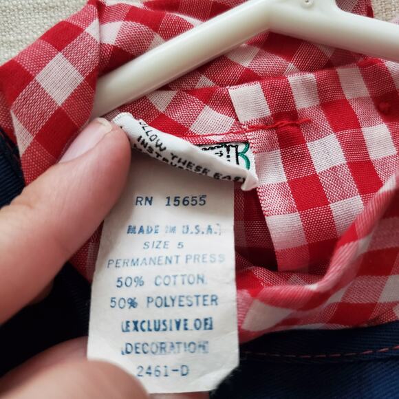 Vintage Navy/Red Gingham Dress 3t/4t - Picture 6 of 9